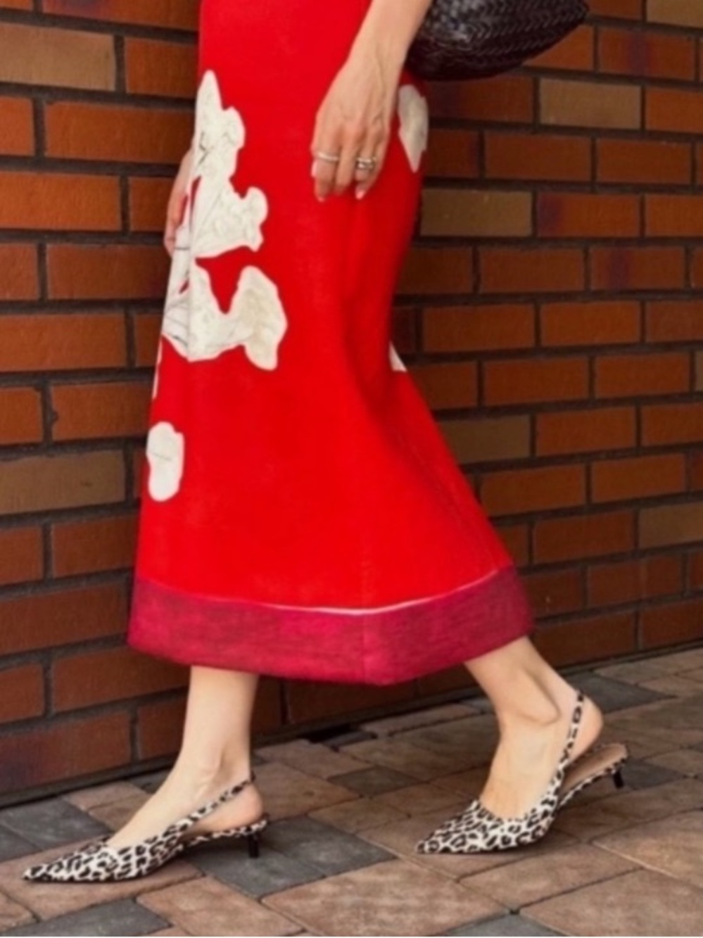 ZARA Red White Floral Linen Cotton Pencil Skirt - Picture 2 of 11